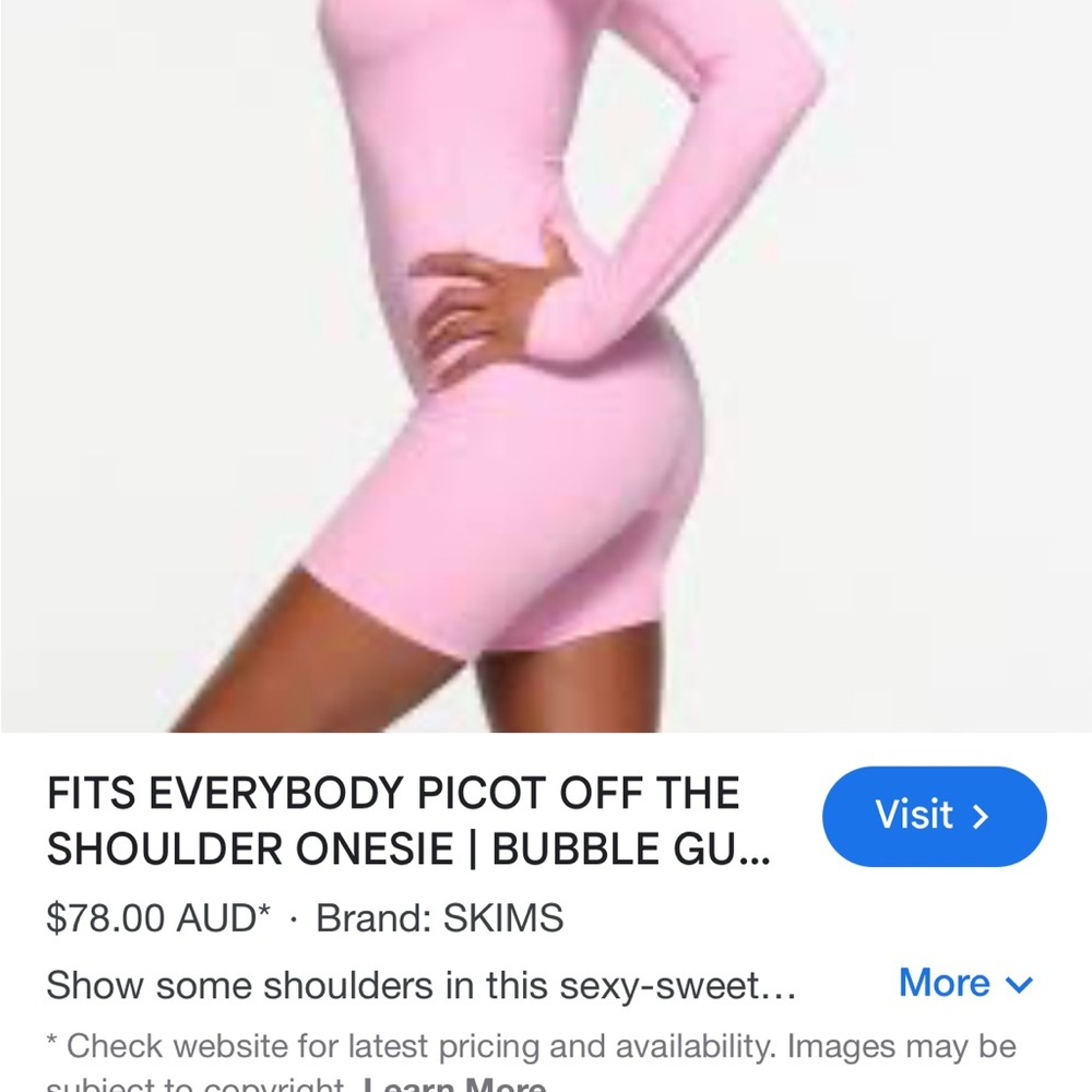 SKIMS Fits Everybody Picot Off-the-Shoulder Onesie — Bubblegum | Size M | NWT - Picture 5 of 6
